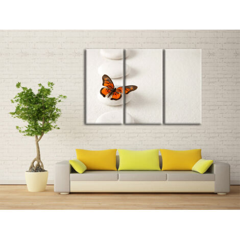 DECLINA, Tableau toile imprimée Zen, Tableau imprimé Jardin Zen & Papillon, 90x60 cm - 3