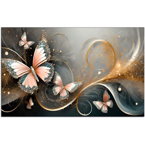 DECLINA, Tableau plexiglas Abstrait Papillons Roses - 2