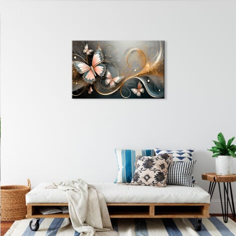 DECLINA, Tableau plexiglas Abstrait Papillons Roses - 3