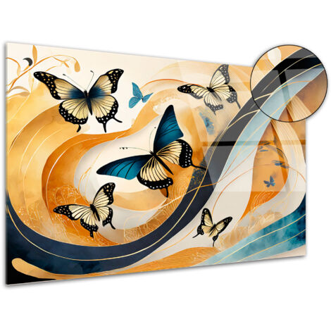 DECLINA, Tableau plexiglas Papillons et fond Abstrait - 1