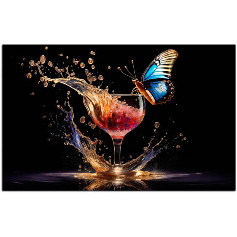 DECLINA, Tableau plexiglas déco Verre cocktail et papillon - 2
