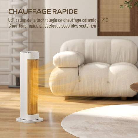 Radiateur Electrique Oscellant Chauffage D'appoint Céramique YASHE 1800W - Thermostat, Minuterie 24h, Télécommande, Oscillant 75° Radiateur Céramique