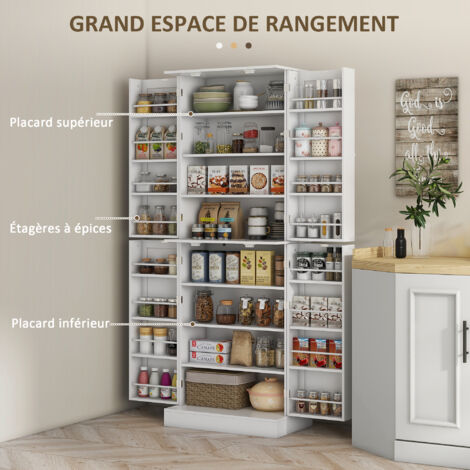 Armoire de cuisine HOMCOM buffet cuisine vaisselier avec 2 niches, 2 placards avec 4 portes dont 2 portes vitrées, étagère réglable - Maison