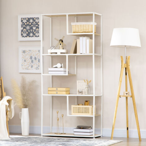 Bibliothèque échelle murale HOMCOM style industriel à 5 niveaux, en bois et métal, 60 x 30 x 184,5 cm, marron | Leroy Merlin