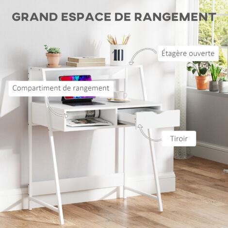 Console Néo-rétro Tiroir Étagère Mdf Blanc - Table console