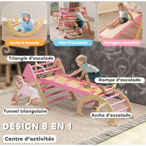 Triangle D'Escalade Enfant 5-en-1 Avec Toboggan – Bois Naturel, Pliable, Pour 18-48 Mois (Max 50 Kg) - 12