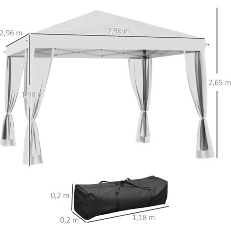 Tonnelle Pop-up 3x6 M étanche - Avec Parois Latérales - Stable Pour Camping, Jardin, Fêtes - Sac Inclus