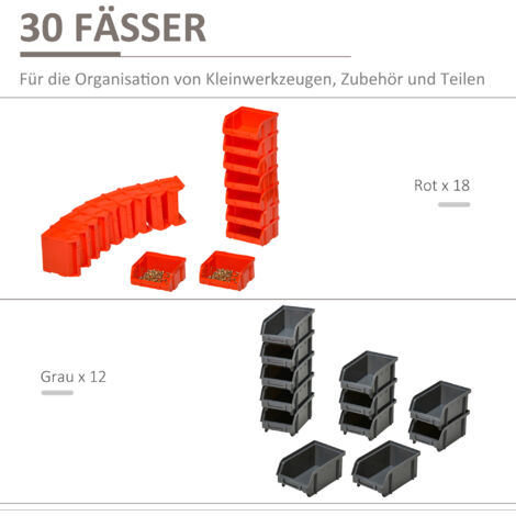 PAFEN - Kit D'étagère Murale à Outils - Rouge - Plastique - Montage Mural - 77.2 X 78 Cm - Chêne - 45 Pièces - Kit De Rangement Pour Outils