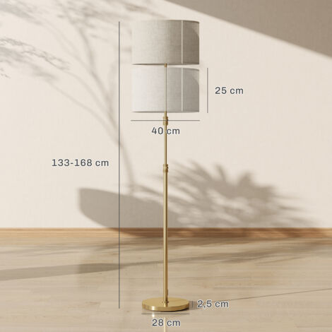 Lianheng Lampadaire Sur Pied Salon Bois Avec Abat-jour Lin Beige - Interrupteur Chaîne - Chambre Et Bureau