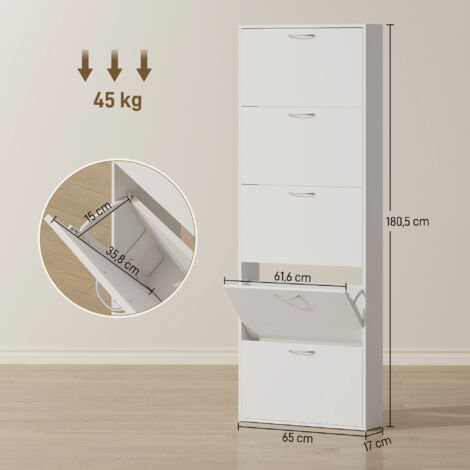 Armoire à chaussures étroite HOMCOM à 3 tiroirs rabattables pour 24