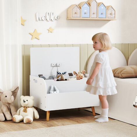 WOLTU Coffre à Jouet, Banc de Rangement Enfant avec Couvercle, Bibliothèque Enfant, Coffre de Rangement, Banquette avec Casier Ouvert, en MDF, Blanc, 60x30x44cm WOLTU Coffre à Jouet, Banc de Rangement Enfant avec Couvercle, Bibliothèque Enfant, Coffre de Rangement, Banquette avec Casier Ouvert, en MDF, Blanc, 60x30x44cm
