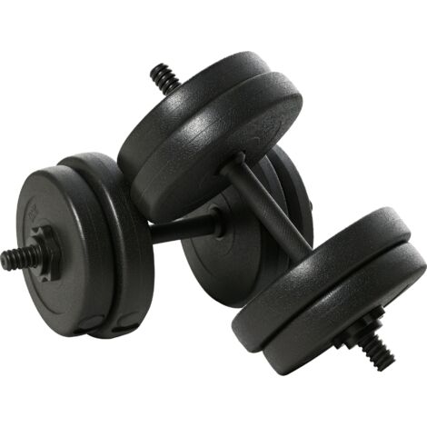 Set D’haltères Courtes 20 Kg HOMCOM – 4 Disques De 2,5 Kg, 4 De 2 Kg, Barres Et Bagues, Réglable, Poignées Antidérapantes