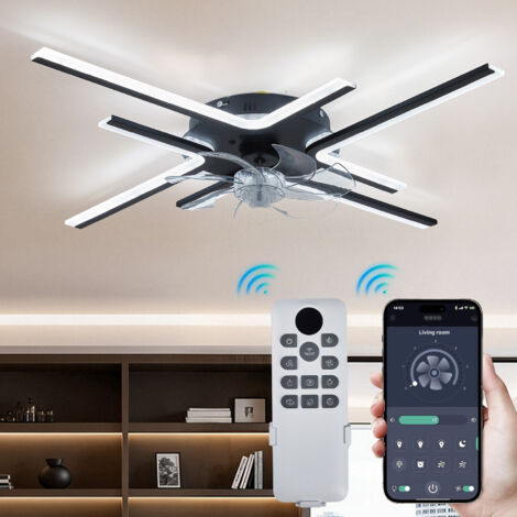 Ventilador de techo acrílico moderno – 7 aspas de PC duraderas – Motor silencioso 15W – Instalación fácil – Diseño rama