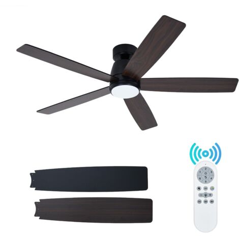 Ventilador de techo con luz y mando a distancia – LED 3 colores – Silencioso – Eco – Con varilla de suspensión – Negro