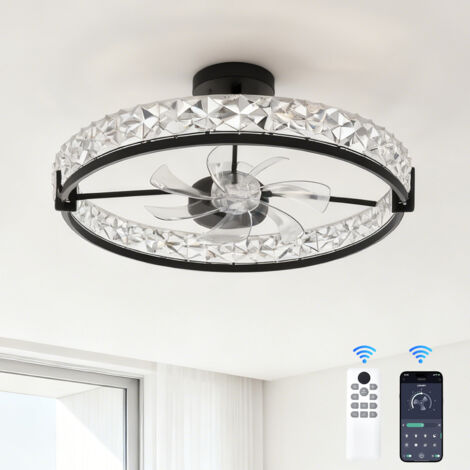 Ventilador de techo moderno 20" con LED regulable – 6 velocidades – Temperatura de color ajustable – Mando a distancia – Negro