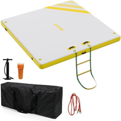 Plataforma flotante ultraestable 3×1,8 m – Antideslizante, resistente – Con escalera, ancla, PVC portátil – piscina/lago/barco