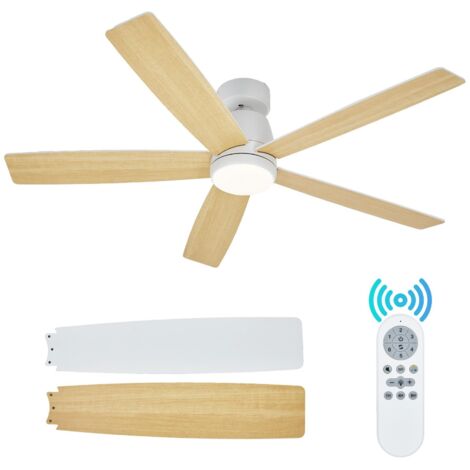Ventilador de techo con luz y mando a distancia – LED 3 colores – Silencioso – Eco – Con varilla de suspensión – Blanco