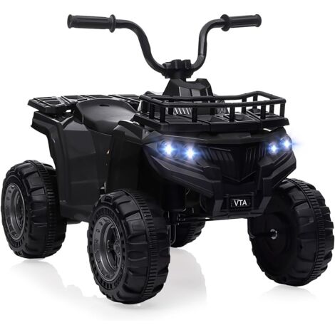 Quad eléctrico infantil 12V ATV – 4 ruedas, 2 velocidades, neumáticos dentados, LED, música – Para niñas y niños de 2-5 años - Negro
