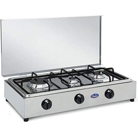 CF Parker 300accgp Fornello a Gas 3 Fuochi in Acciaio Inox con Coperchio