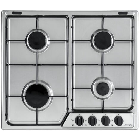 De longhi piano cottura a gas yaf46, 60 cm, 4 fuochi, griglie smaltate, acciaio inox (1/2)