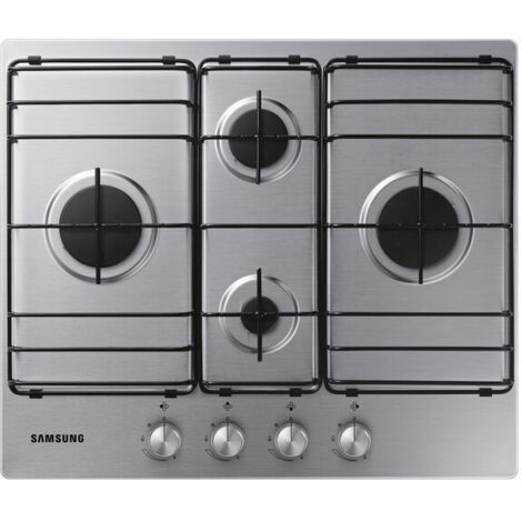 Samsung – Piano cottura a gas 4 bruciatori 60 cm – Acciaio inox – Potenza totale 9600 W – Accensione elettronica e manopole frontali (1/5)