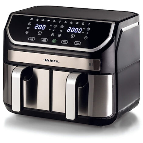Ariete Friggitrice ad Aria 9L Doppio Cestello 11 Programmi Nero Silver