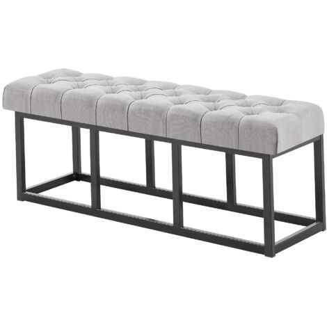 Panca design AMUN in metallo nero opaco e tessuto grigio 120 cm