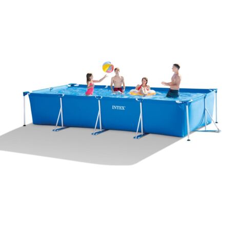 Intex 28273NP - Piscina Fuori Terra Rectangular Frame Rettangolare, 7127 L, Acciaio e PVC, Blu, 450x220x84 cm