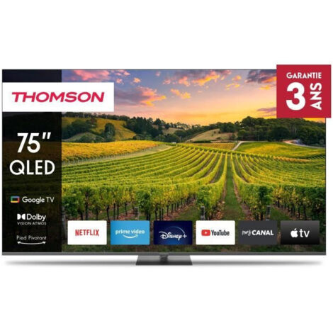 Thomson TV QLED 75QG5C14 da 75 Pollici (190 cm) 4K Ultra HD HDR10 con Google TV, 2x HDMI 2.1 e 2x HDMI 2.0, Classe F, Grigio Scuro