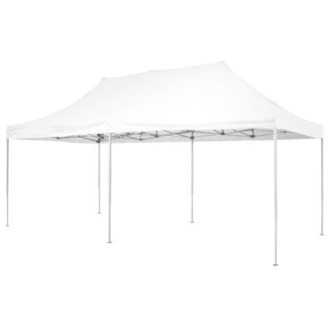 Amicasa Gazebo Pieghevole M 3x6 Bianco. Gambe Telescopiche Parte Bassa 30x30 Mm E Parte Alta 25x25 Mm - F005