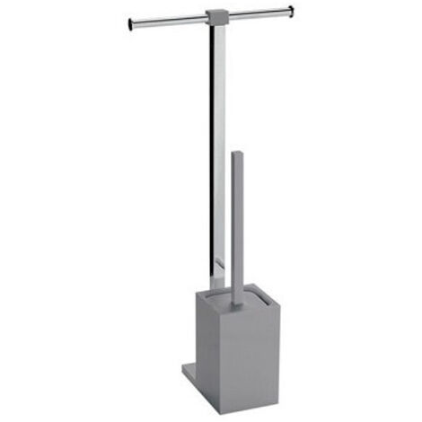 Colonnina portarotolo e scopino WC acciaio inox e resine termoplastiche serie Rainbow Gedy RA32 Grigio