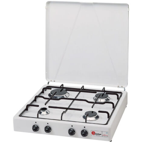 Fornello gas Sconosciuta Parker PFO542BGPGM Fornello a Gas Metano 4 Fuochi Smaltato bianco con Coperchio