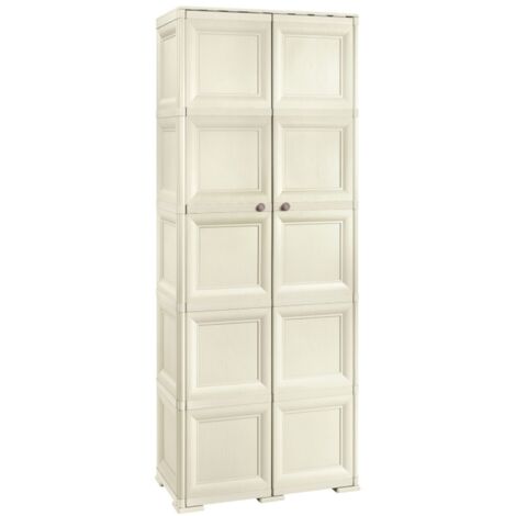 Armadio doppia anta portascope 5 ripiani cm 79x43x203 in resina colore angora - omnimodus (1/5)