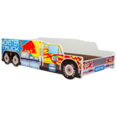 Lit enfant voiture Monster Truck 70x140, avec matelas et sommier, multicolore pour garçon, pour chambre d'enfant (1/5)