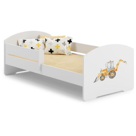 Lit d'enfant LUK avec balustrade 160x80 Yellow excavator (1/5)