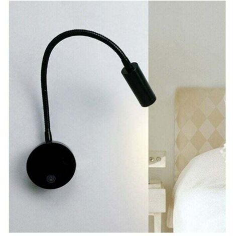 3W LED-Nachttisch-Leseleuchte, flexible Schwanen-LED-Leseleuchte (schwarz), Wandleuchte, LED-Leseleuchte mit Schalter, Warmweiß 3000K, modern (1/4)