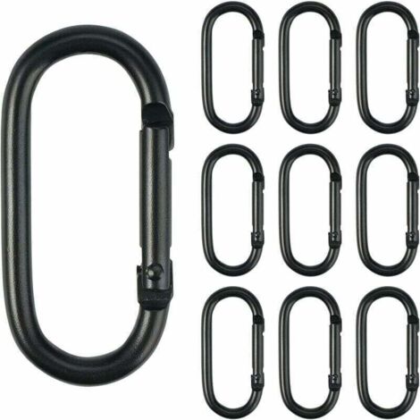 10 Stück Karabiner, 2 cm 5 cm kleiner schwarzer Karabiner, Mini-Aluminium-Karabiner, Federklammern, Kletter-Schlüsselanhänger, Karabiner zum Befestigen von Ausrüstung für Zuhause, Reisen, Camping, Ang (1/4)