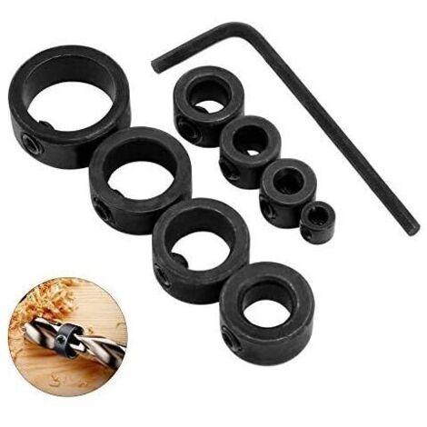 8 Stück Bohrtiefenstopp, 3-16 mm, Tiefenstopp-Kragen, Positionierring mit Sechskantschlüssel (8)..DEBUNS (1/5)