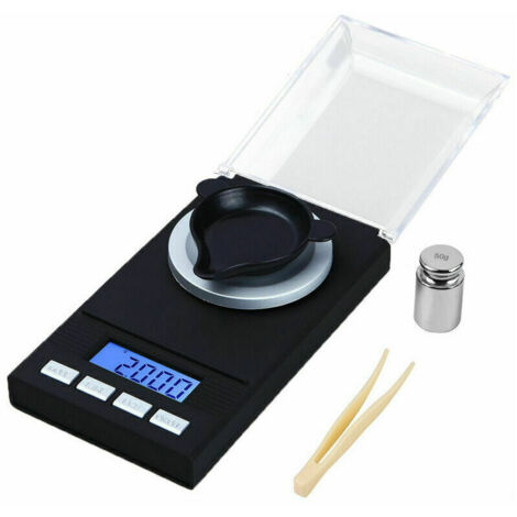 50 g x 0,001 g Präzisions-Milligramm-Schmuckwaage mit LED-Anzeige, multifunktionale elektronische Waage, Küchenwaage, Taschenwaage mit Kalibriergewicht, von DEBUNS (1/5)