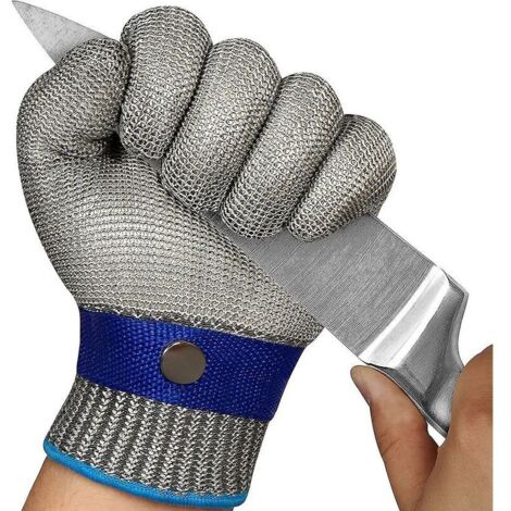 Schnittfeste Handschuhe Level 9, Schneidehandschuhe aus Edelstahldrahtgeflecht (XL), von DEBUNS (1/5)