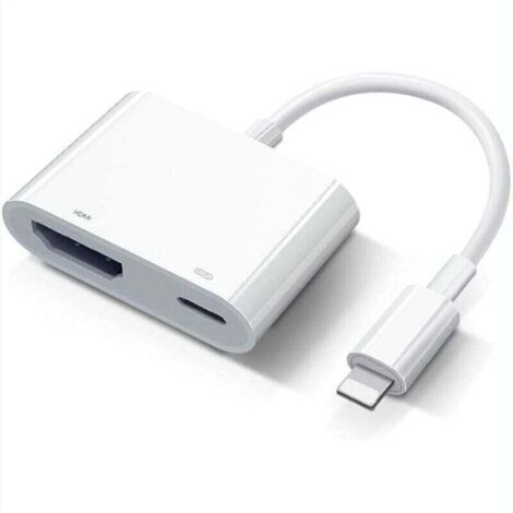 Apple Lightning Digital AV Adapter, Apple MFi-zertifizierter Lightning-auf-HDMI-Adapter, HDMI-Kabelanschluss, 1080P-Synchronisationsanzeige mit TV/HDTV/Monitor/Projektor, kompatibel mit iP, von DEBUNS (1/4)