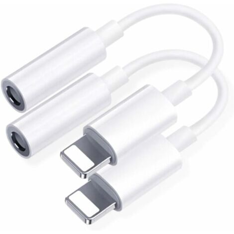 【2er-Pack】 Kopfhöreradapter für iPhone 11, Aux-Audio 3,5-mm-Klinkenstecker, Kopfhöreradapterkabel, Musik-Splitter, kompatibel mit iPhone 7/7 Plus/8/8 Plus/X/XR/XS/XS Max/11/12 für alle iOS, von DEBUNS (1/5)