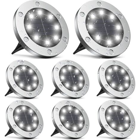 Solar Außenlampe, 8-teiliges Solar Außenlicht, 8LED Outdoor Garten Solarlampe, IP65 wasserdichter Outdoor Solarstrahler, Dekorative Outdoor Solarlampe für Terrassenweg..DEBUNS (1/5)