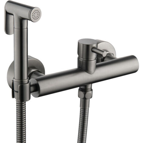 DEBUNS Badezimmer-Bidet-Duschset, Handbrause für heißes und kaltes Wasser, Warmwasser-Toilette, Schwarz