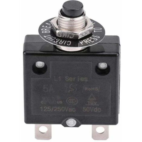 10A Leistungsschalter, optionaler Thermoschalter mit Rückstellung, 125–250 V AC, 50 V DC, Überlastschutz, Druckknopf-Leistungsschalter..DEBUNS (1/5)