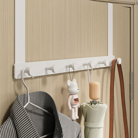 Türhaken mit langem Arm, kein Bohren, geräuschloser Türhaken aus Aluminium für Schlafzimmer und Badezimmer, weiß, 6 Haken..DEBUNS (1/4)