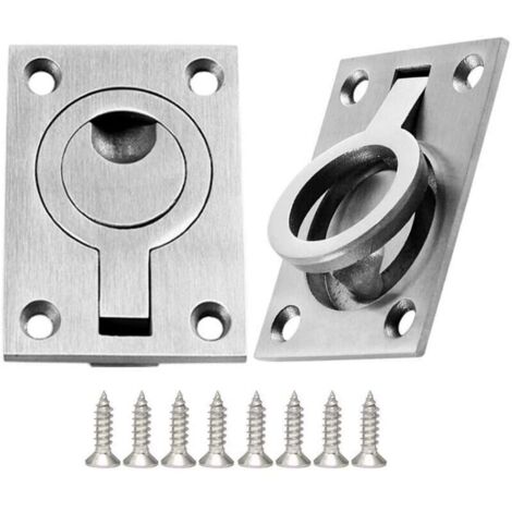 DEBUNS 2er-Pack versteckter Lukengriff, Edelstahl, Bootsgriffe, Möbelhebringring mit Schrauben (1/5)