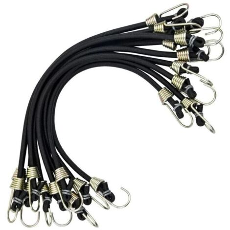 10 Stück Spanngurte mit Haken, Mini-elastische Spanngurte, universelle Hochleistungs-Spanngurte mit 2 Hochleistungshaken, Gurt für Zelt, Camping, Motorrad, Anhänger, Gepäck, Auto und Fahrrad, Fontaine (1/5)