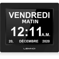7-Zoll-LCD-Digitaluhr mit Kalender N10 mit Datum, Tag und Uhrzeit, nicht abgekürzte Uhr, automatisches Dimmen, 8 Sprachen, HD-Anzeige, Erinnerung für Alzheimer-Patienten und Kinder, DEBUNS