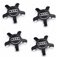 4er-Set Radkappen 4F0601165 N Rademblem, für 135 mm Radkappen für Audi (Schwarz)